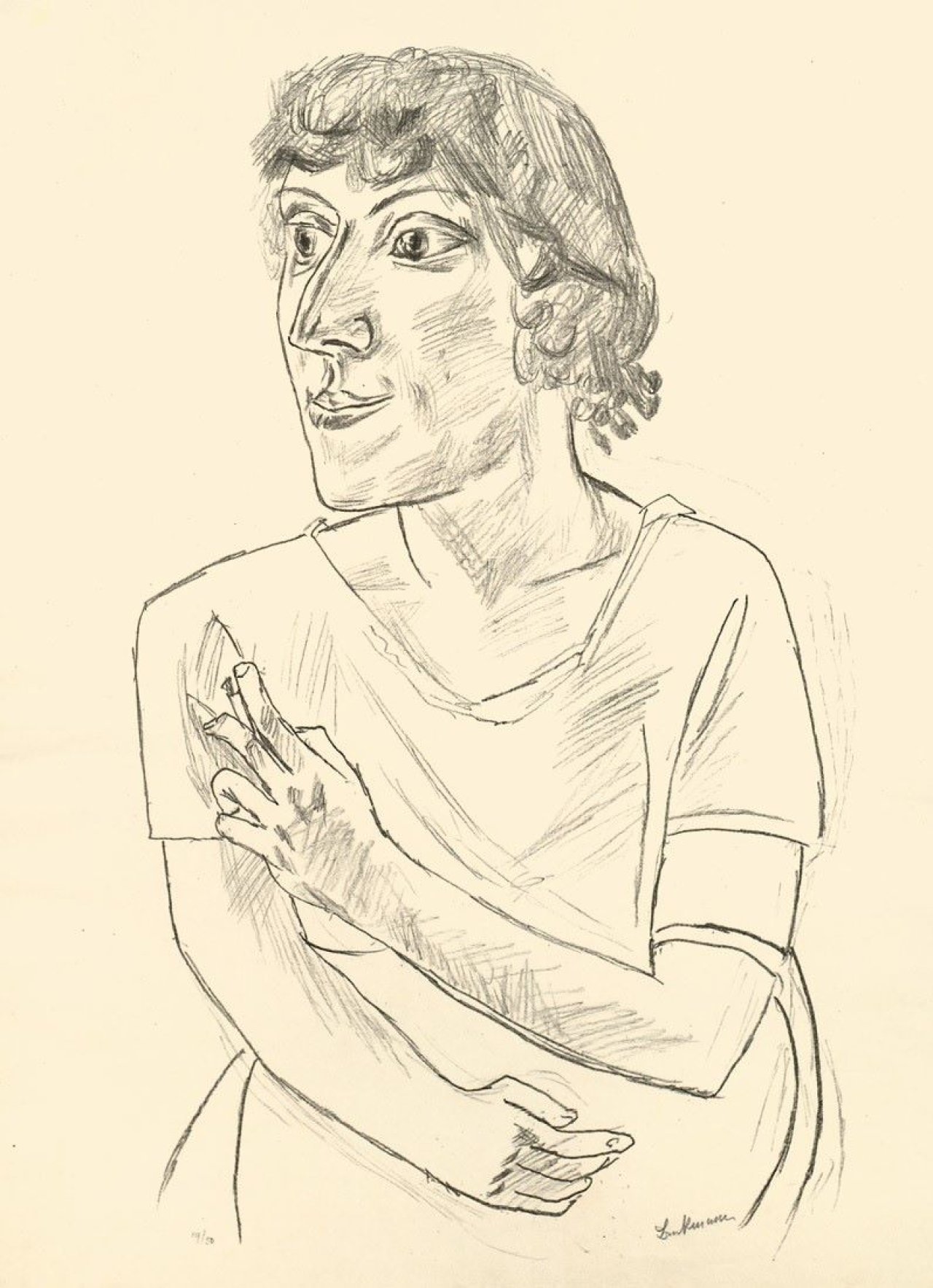 Auf diesem Bild ist das folgende Kunstwerk zu sehen: Max Beckmann. „Sarika mit Zigarette“. 1922.