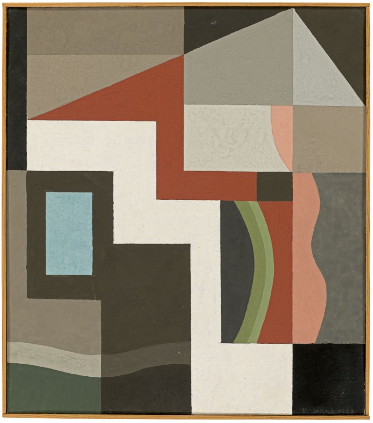 Auf diesem Bild ist das folgende Kunstwerk zu sehen: Rudolf Jahns. „Komposition ‚Im Hause‘“. 1927.