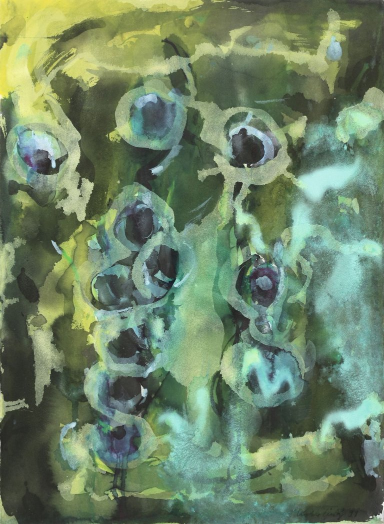 Auf diesem Bild ist das folgende Kunstwerk zu sehen: Bernd Koberling. Blaubeeren I. 1991.