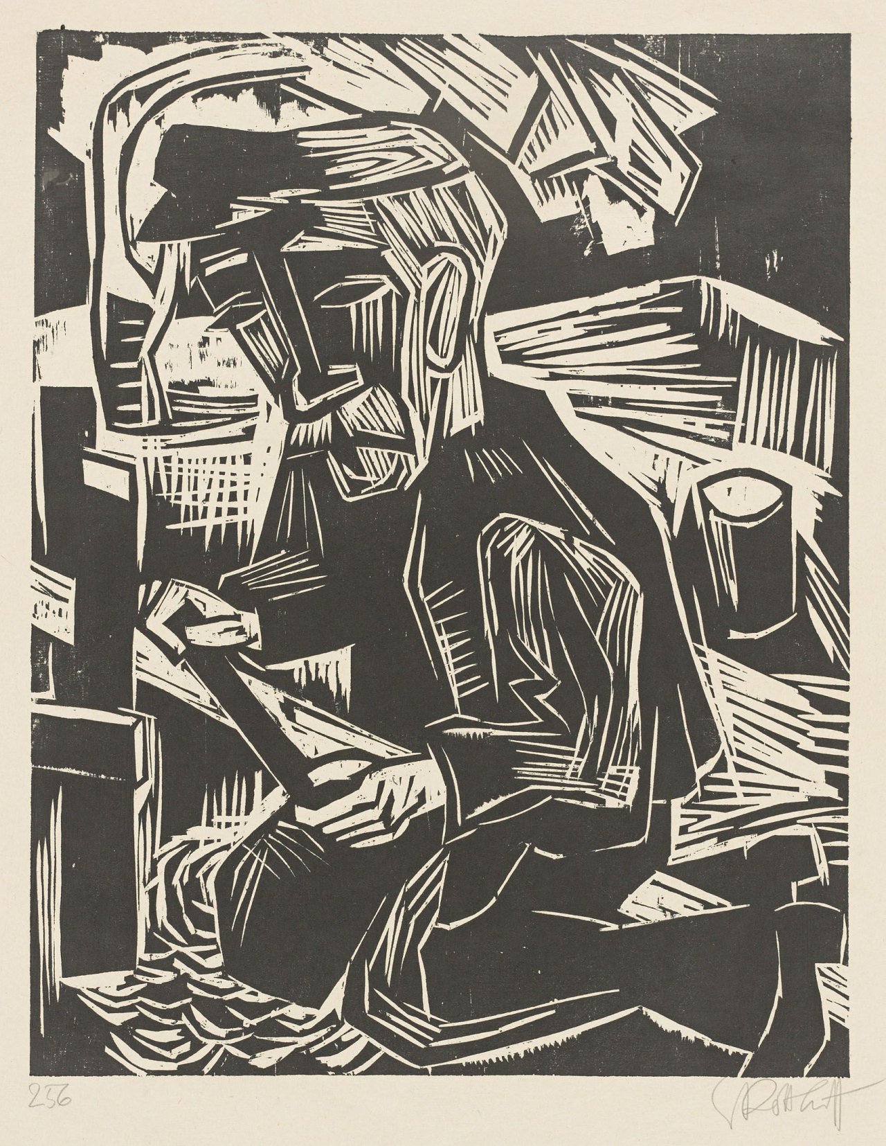 Auf diesem Bild ist das folgende Kunstwerk zu sehen: Karl Schmidt-Rottluff. „Zimmermann“. 1925.
