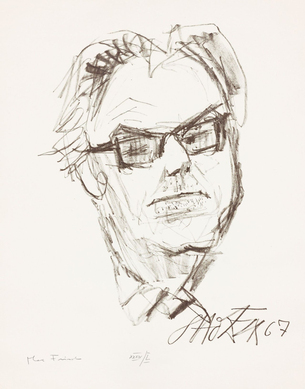 Auf diesem Bild ist das folgende Kunstwerk zu sehen: Otto Dix. „Bildnis Max Frisch I“. 1967.