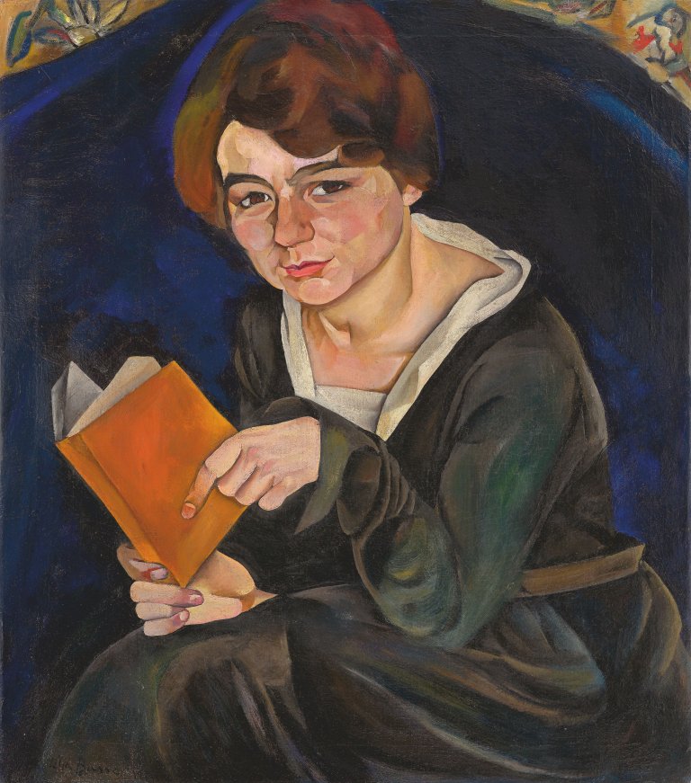 Auf diesem Bild ist das folgende Kunstwerk zu sehen: Lilia Busse. Lesende. 1925.
