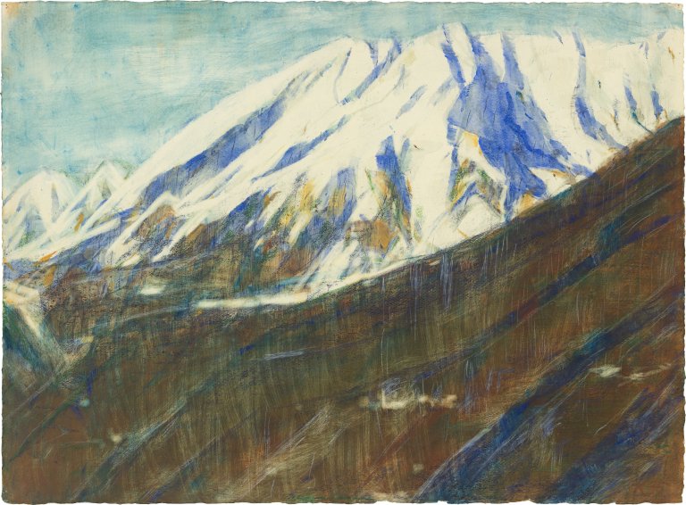 Auf diesem Bild ist das folgende Kunstwerk zu sehen: Christian Rohlfs. Ghiridone im Schnee (Lago Maggiore). 1935.