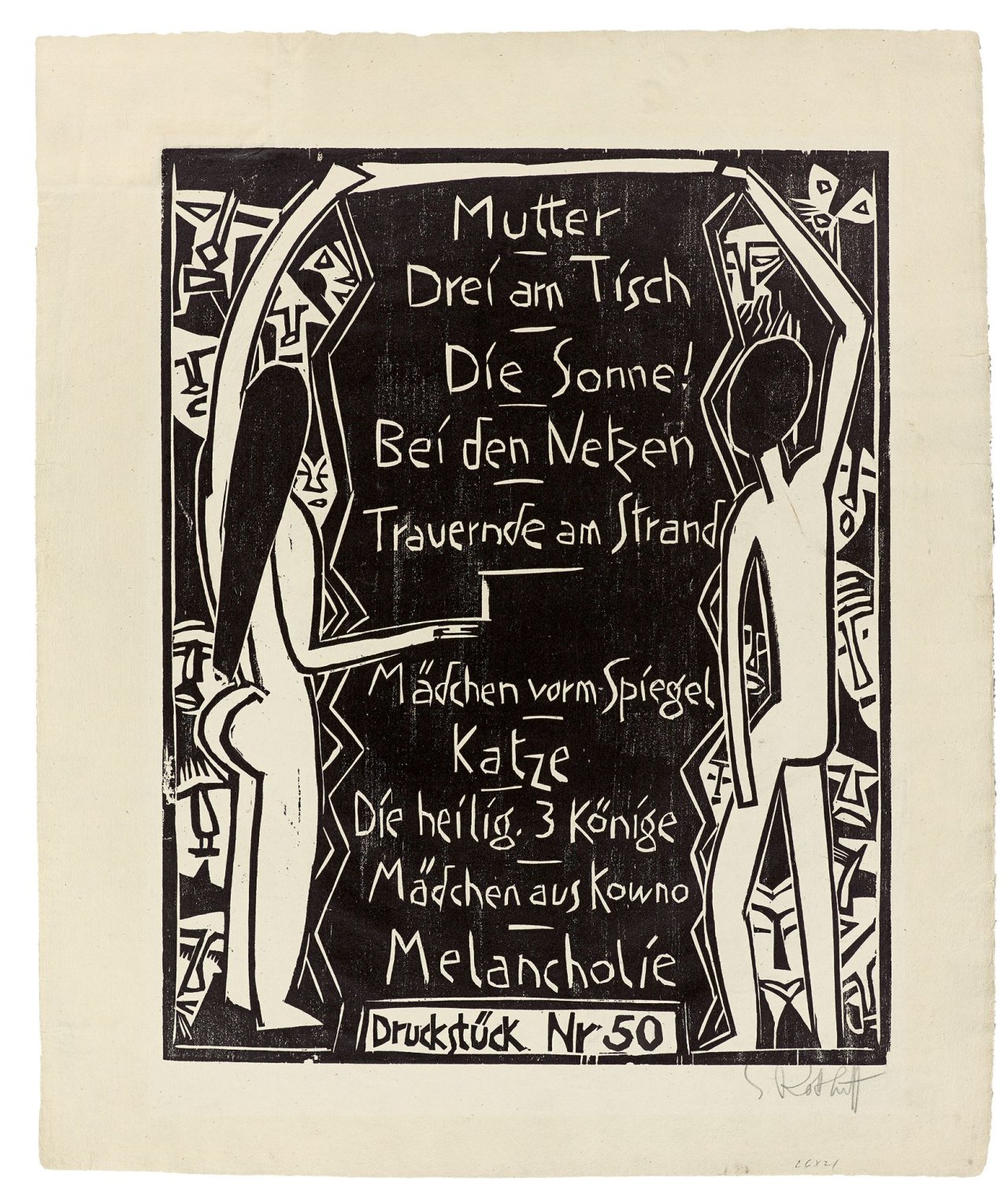 Auf diesem Bild ist das folgende Kunstwerk zu sehen: Karl Schmidt-Rottluff. „Zehn Holzschnitte von Schmidt-Rottluff“. 1919.