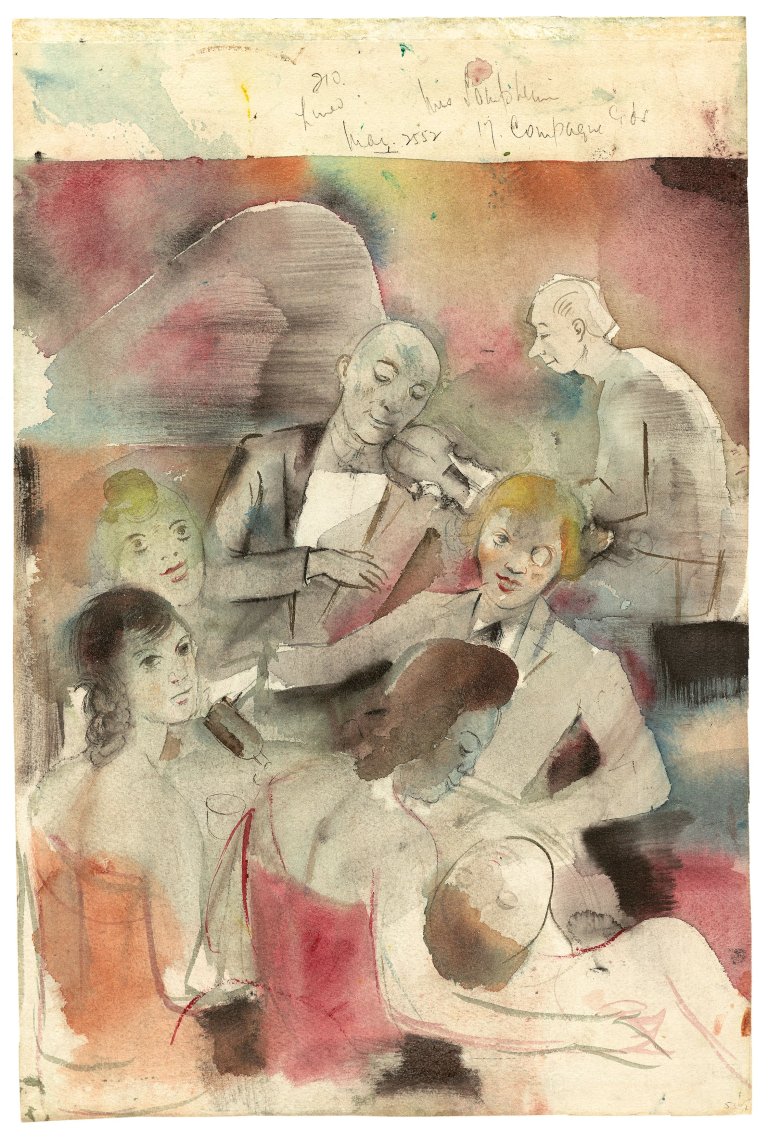 Auf diesem Bild ist das folgende Kunstwerk zu sehen: Magnus Zeller. Im Travestielokal. Um 1920.