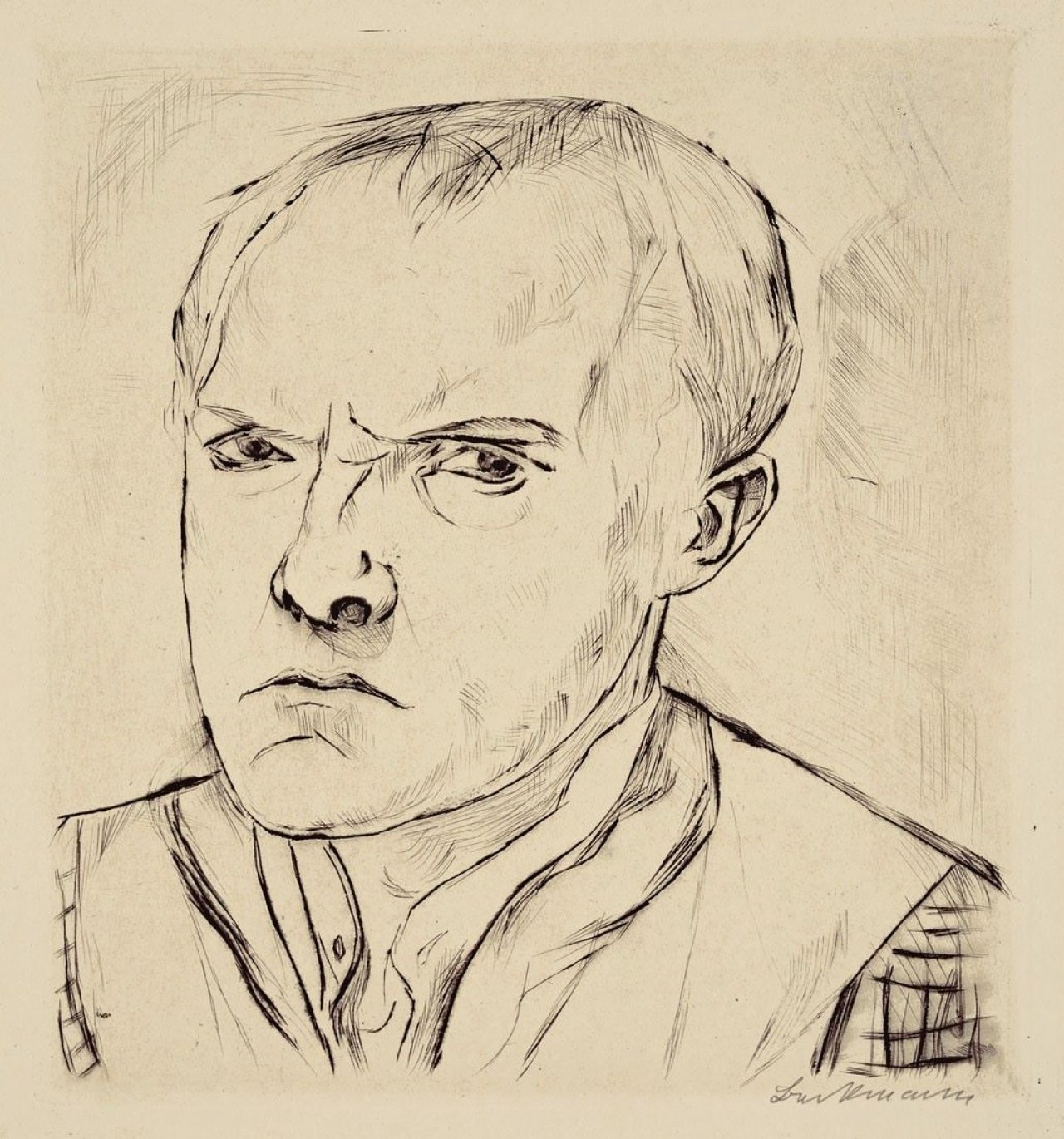Auf diesem Bild ist das folgende Kunstwerk zu sehen: Max Beckmann. „Selbstbildnis 1918“. 1918.