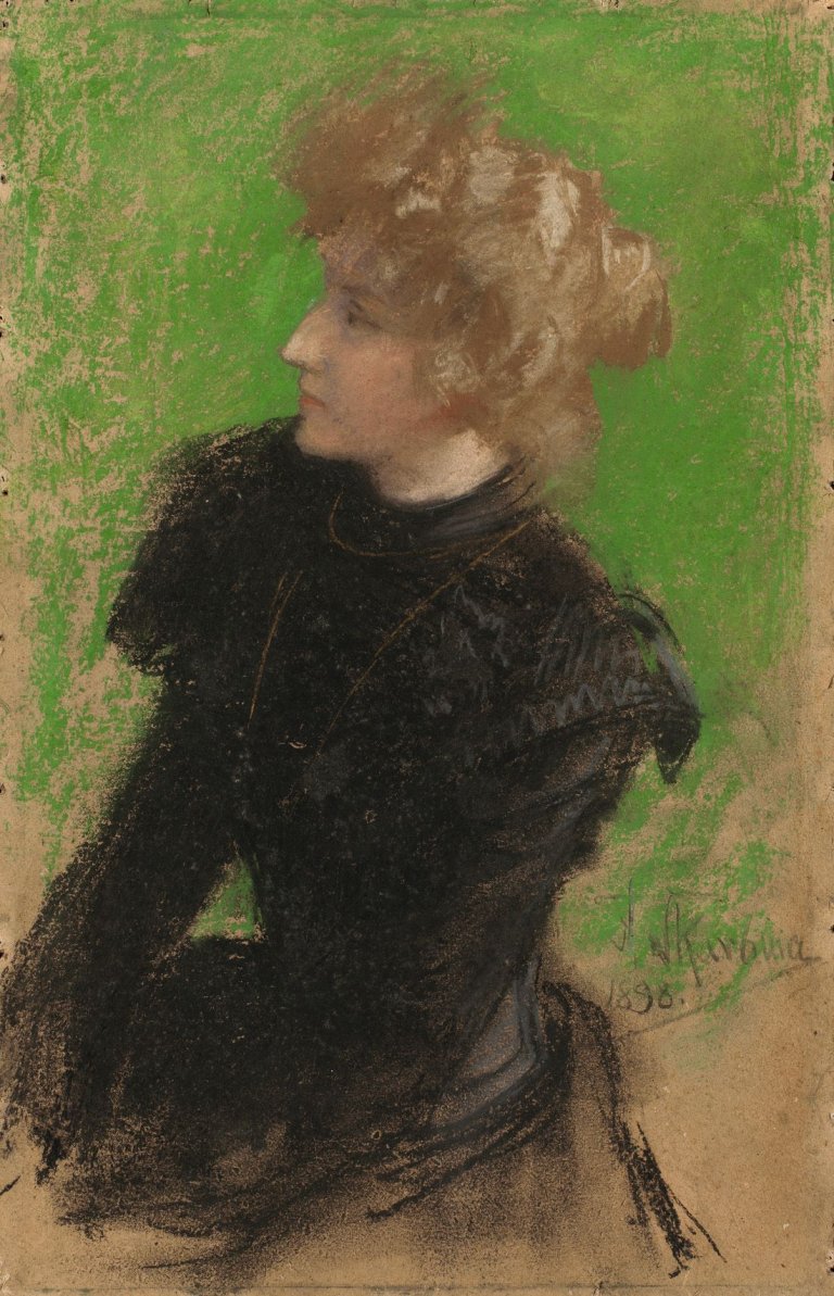 Auf diesem Bild ist das folgende Kunstwerk zu sehen: Franz Skarbina. Damenportrait. 1898.