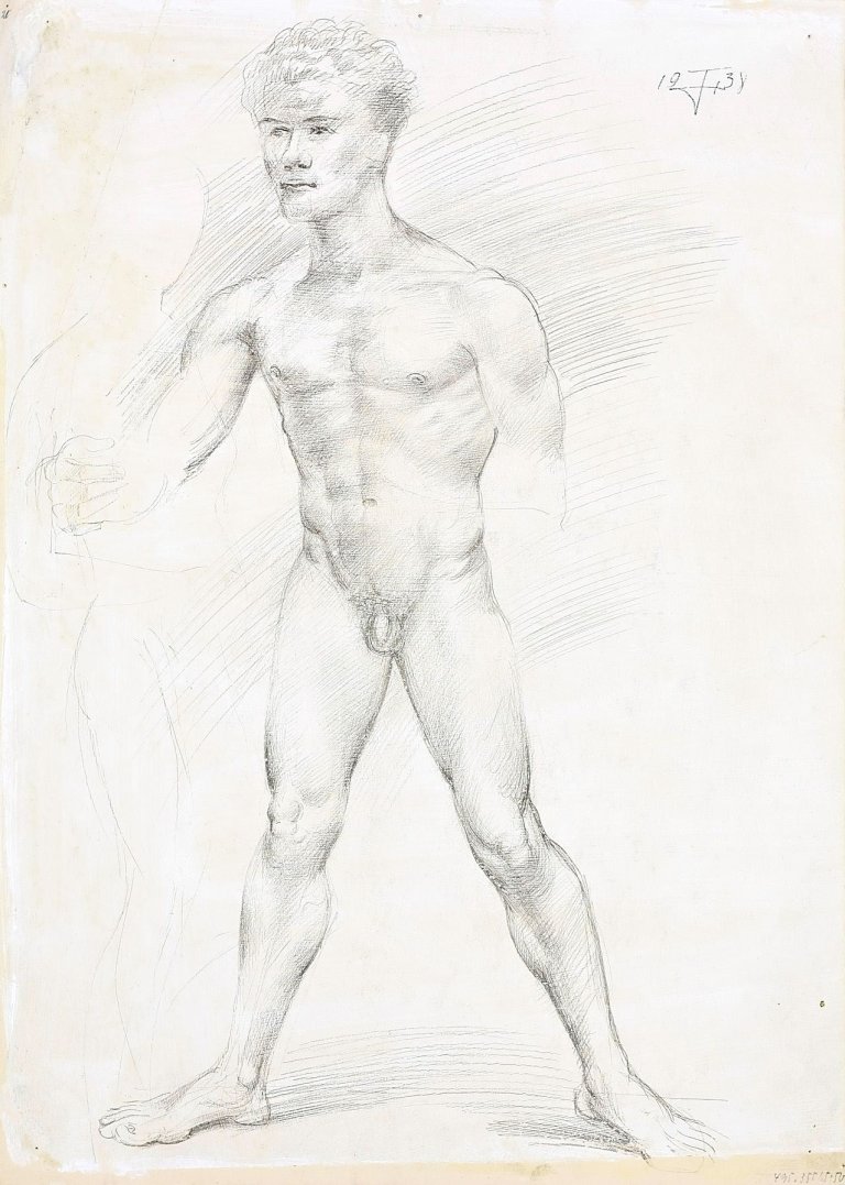 Auf diesem Bild ist das folgende Kunstwerk zu sehen: Otto Dix. „Männlicher Akt – Studie zu 'Adam'“. 1938.