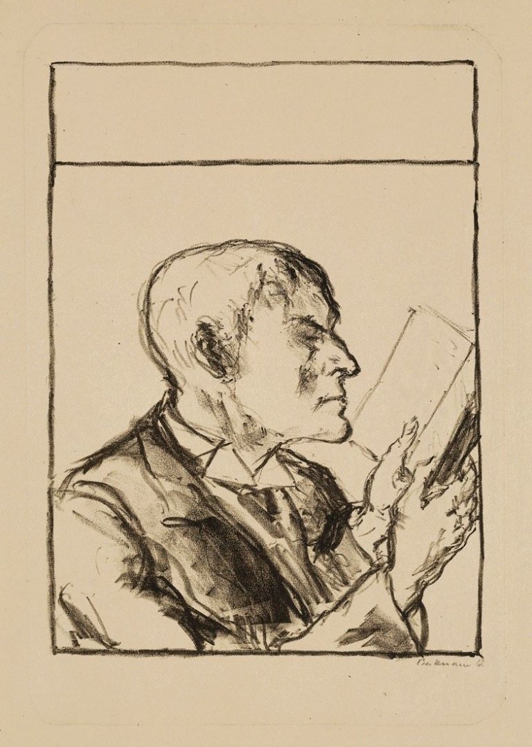 Auf diesem Bild ist das folgende Kunstwerk zu sehen: Max Beckmann. „Lesender Mann (Selbstportrait)“. 1912.
