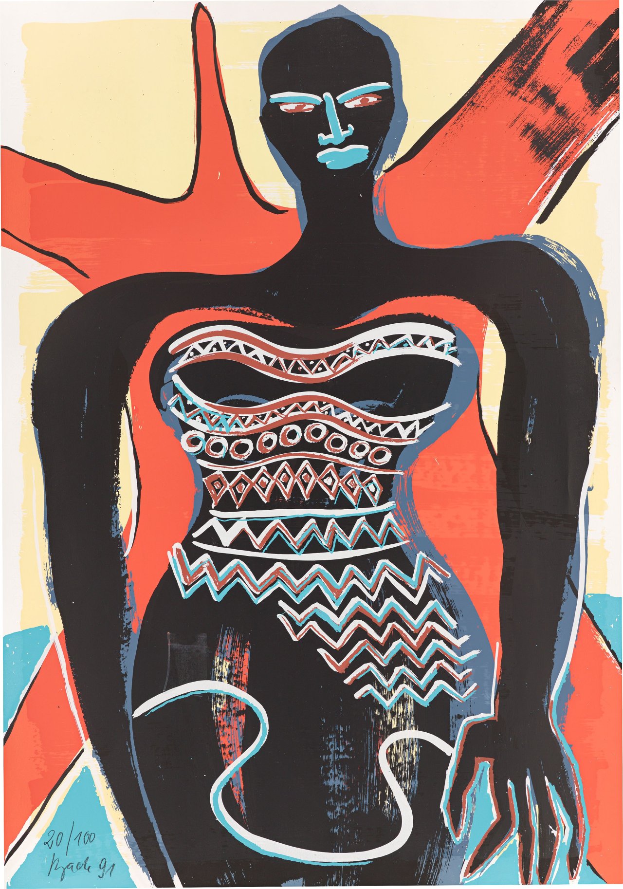 Auf diesem Bild ist das folgende Kunstwerk zu sehen: Elvira Bach. Stehende. 1991.