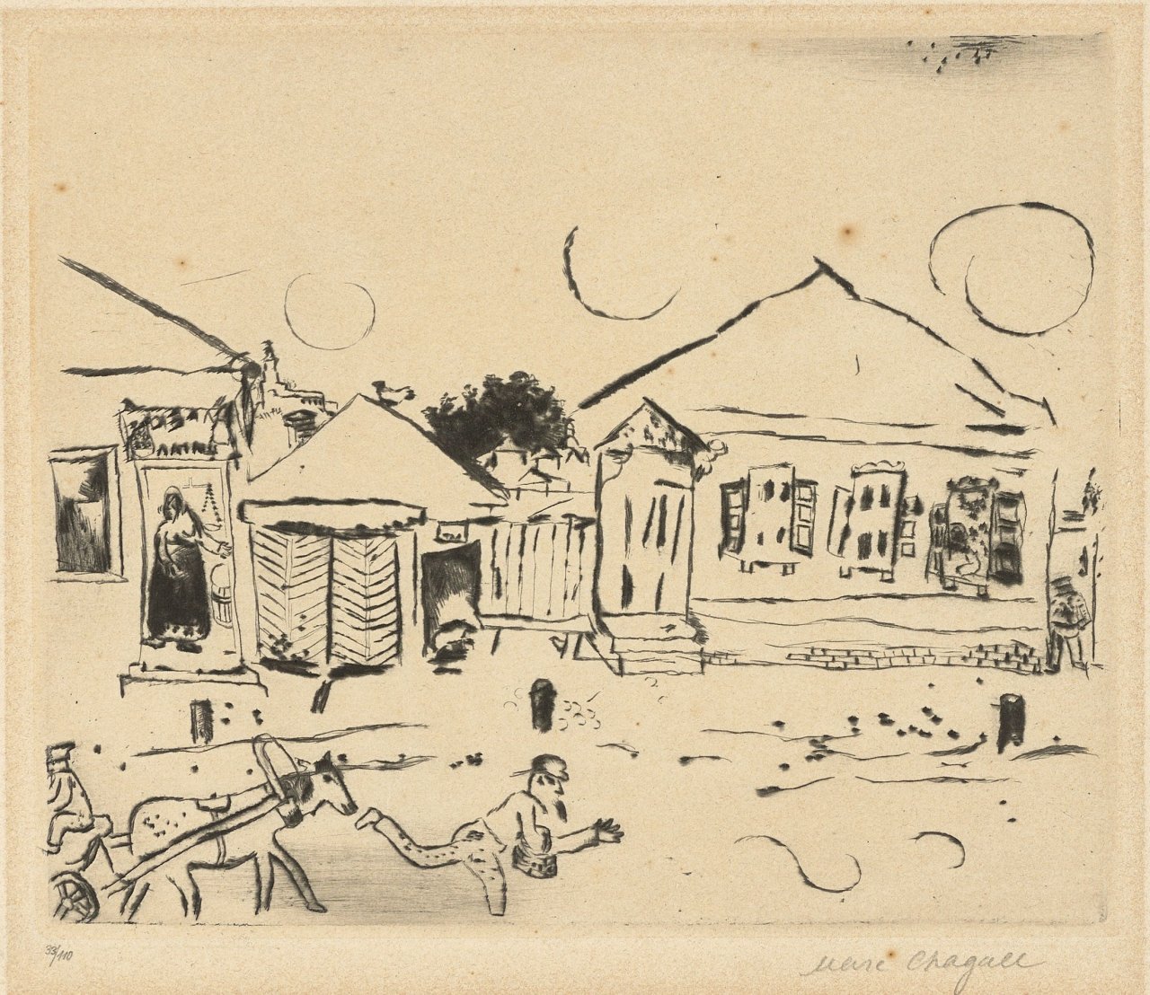 Auf diesem Bild ist das folgende Kunstwerk zu sehen: Marc Chagall. „Pokrowskaja in Witebsk“. 1922.