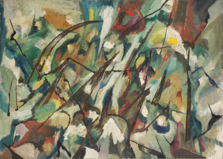 Auf diesem Bild ist das folgende Kunstwerk zu sehen: Fritz Winter. „Komposition 38 (Grün)“. 1938.