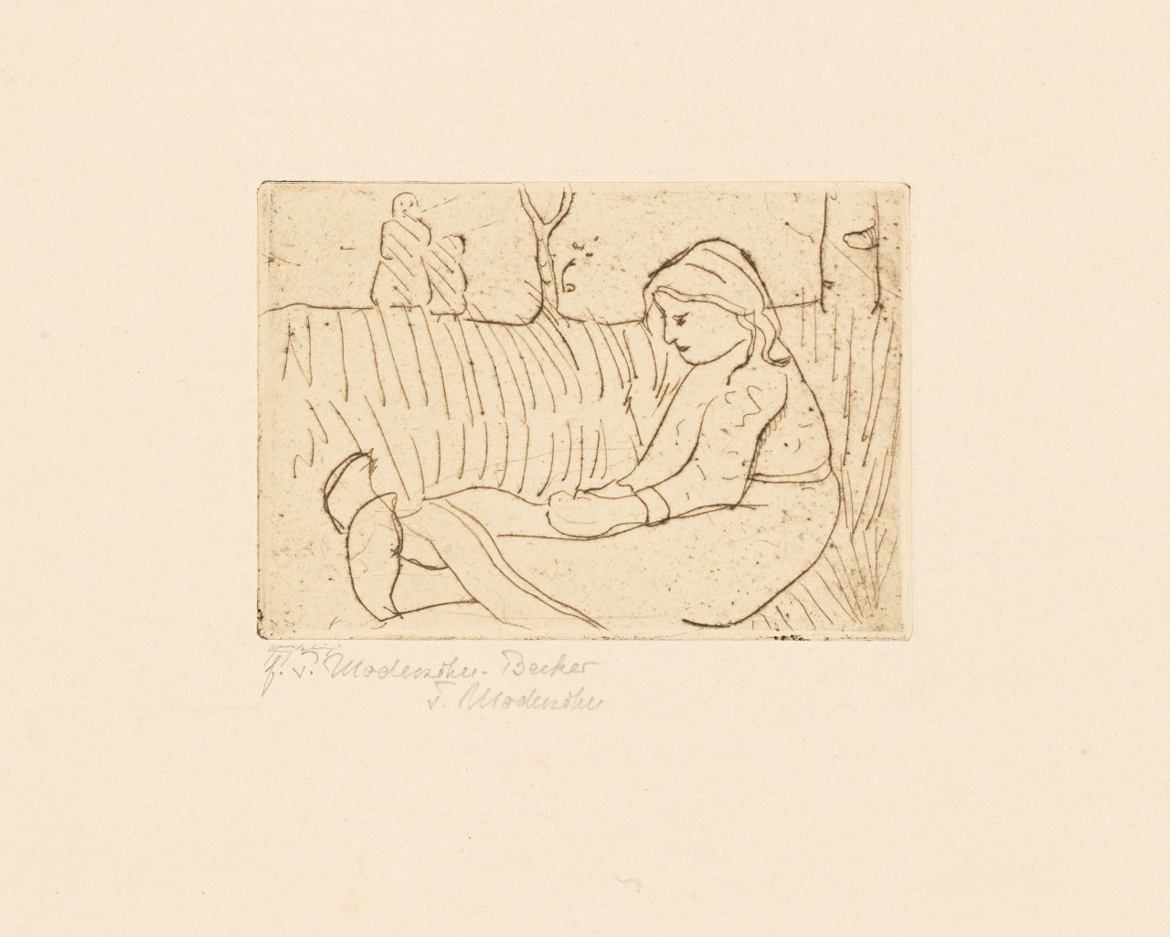 Auf diesem Bild ist das folgende Kunstwerk zu sehen: Paula Modersohn-Becker. „Sitzendes Kind“. Um 1900/02.