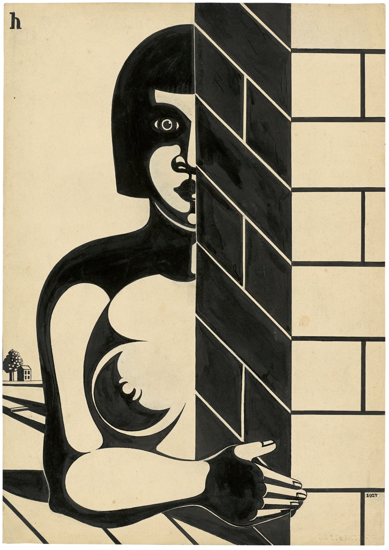 Auf diesem Bild ist das folgende Kunstwerk zu sehen: Heinrich Hoerle. „Mädchen am Fenster“. 1927.