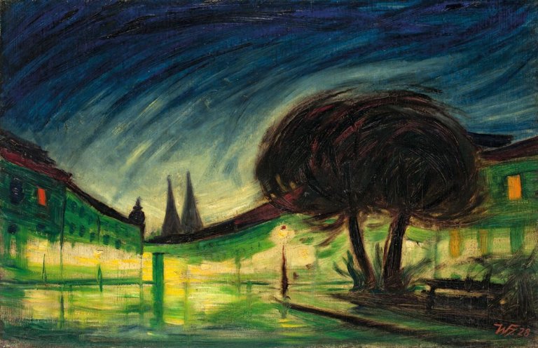 Auf diesem Bild ist das folgende Kunstwerk zu sehen: Werner Heldt. „Nächtliche Regenstraße“. 1928.