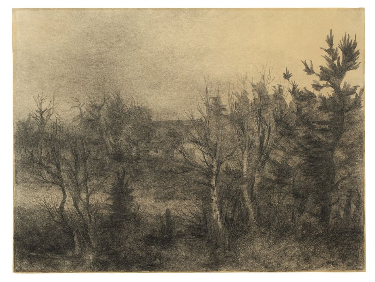 Auf diesem Bild ist das folgende Kunstwerk zu sehen: Richard Oelze. „Worpsweder Landschaft“. 1946.