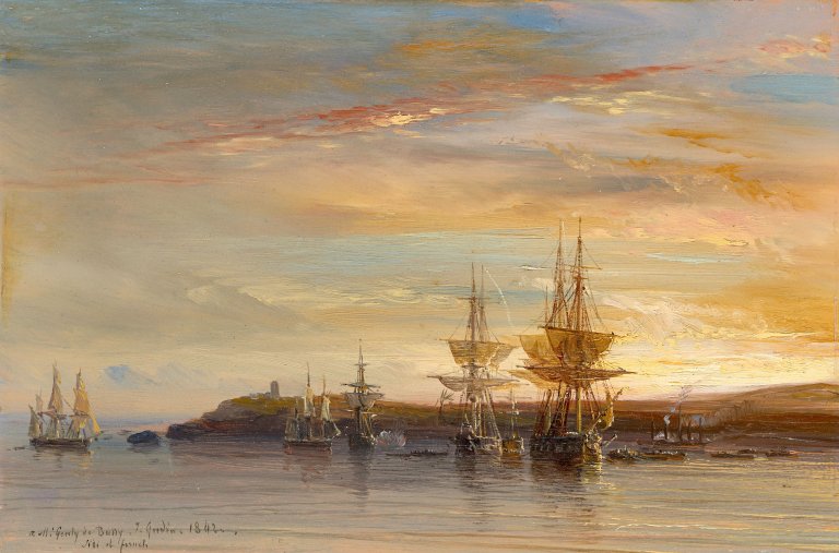 Auf diesem Bild ist das folgende Kunstwerk zu sehen: Théodore Gudin. Der Hafen von Sidi El Feruch (Algerien). 1842.