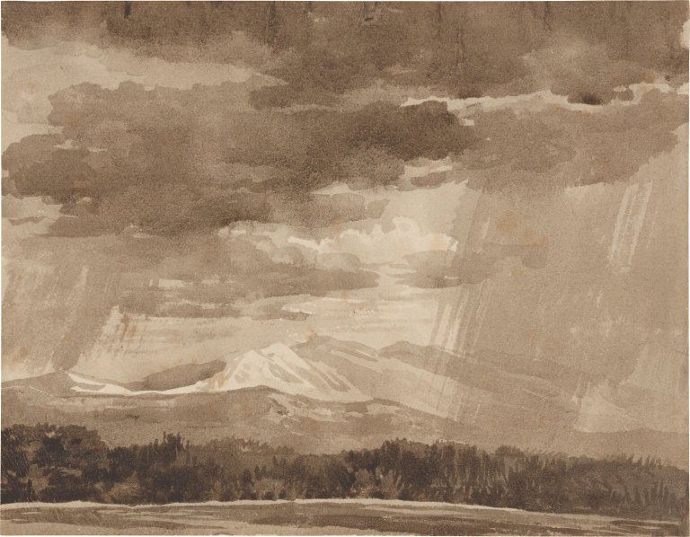Auf diesem Bild ist das folgende Kunstwerk zu sehen: Franz Kobell. Gebirgslandschaft im Unwetter.