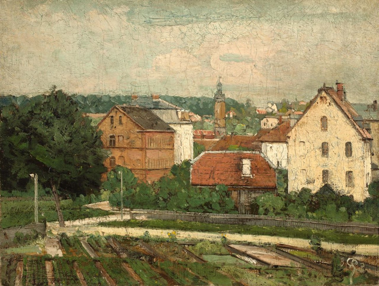 Auf diesem Bild ist das folgende Kunstwerk zu sehen: Christian Rohlfs. „Weimar mit Schloßturm“. 1883.