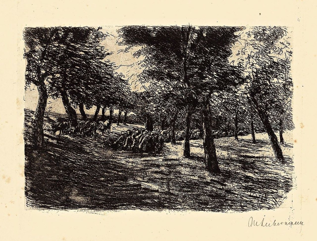 This picture shows the following artwork: Max Liebermann. „Schafherde unter Bäumen“. 1892.