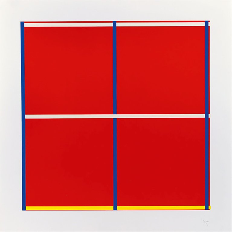 Auf diesem Bild ist das folgende Kunstwerk zu sehen: Imi Knoebel. Aus: „Rot, Gelb, Blau, Weiß“. 1994.