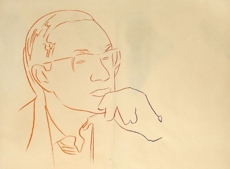 This picture shows the following artwork: Andy Warhol. „Max Bill“. Circa 1980.