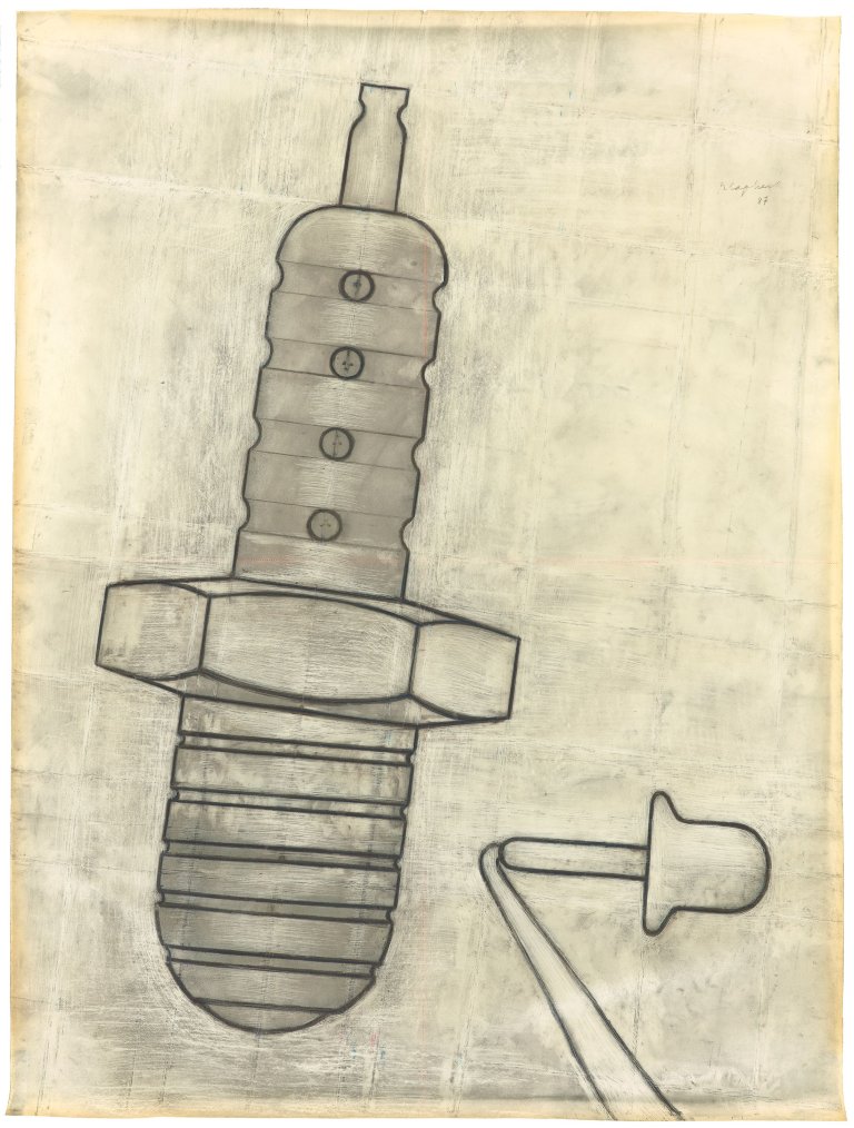 This picture shows the following artwork: Konrad Klapheck. Der Traum vom Fliegen (Studie). 1987.