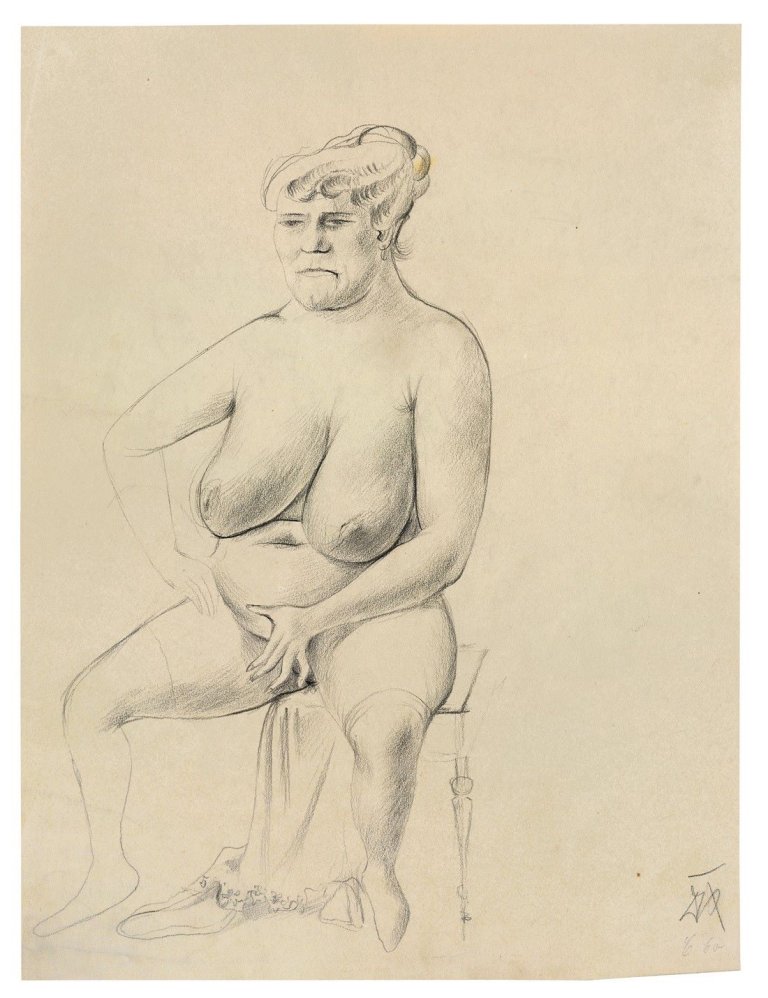 Auf diesem Bild ist das folgende Kunstwerk zu sehen: Otto Dix. „Akt auf Stuhl“. Um 1923.