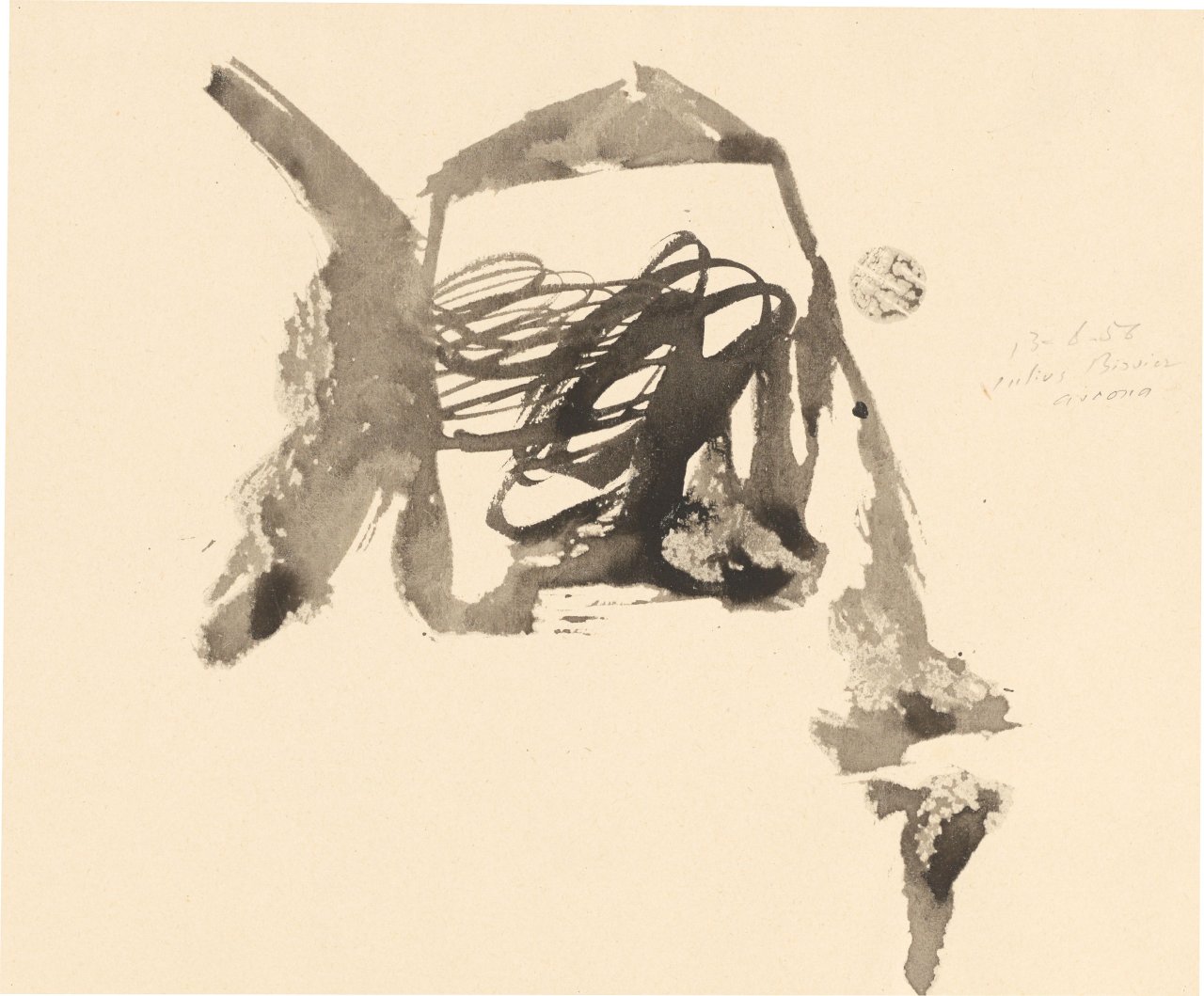 Auf diesem Bild ist das folgende Kunstwerk zu sehen: Julius Bissier. Ohne Titel. 1956.