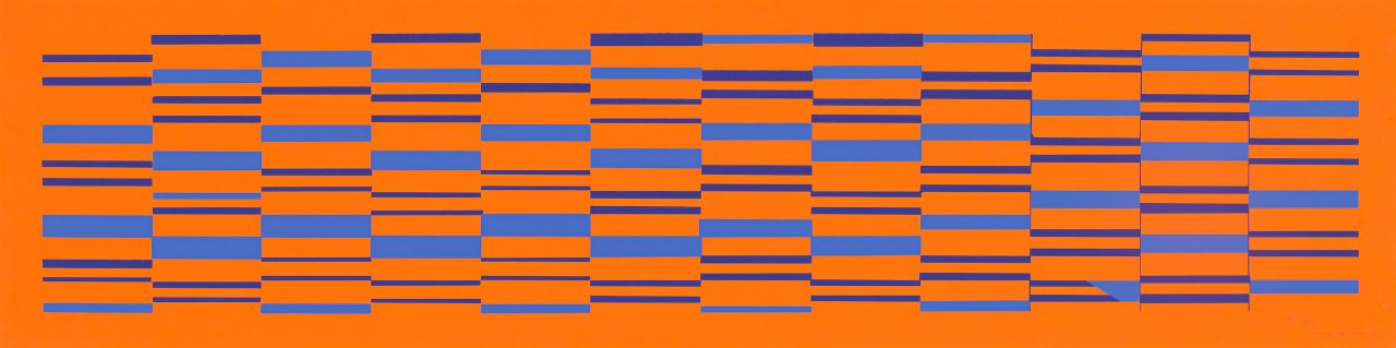 This picture shows the following artwork: Günter Fruhtrunk. „Dynamisches Feld Rot-Blau“. 1962.