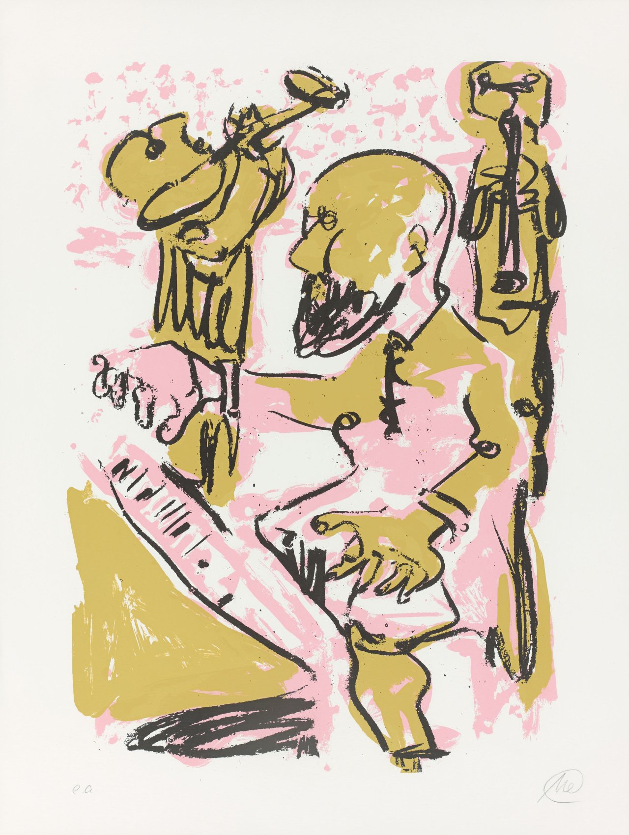This picture shows the following artwork: Markus Lüpertz. Jazzpianist. 2010.