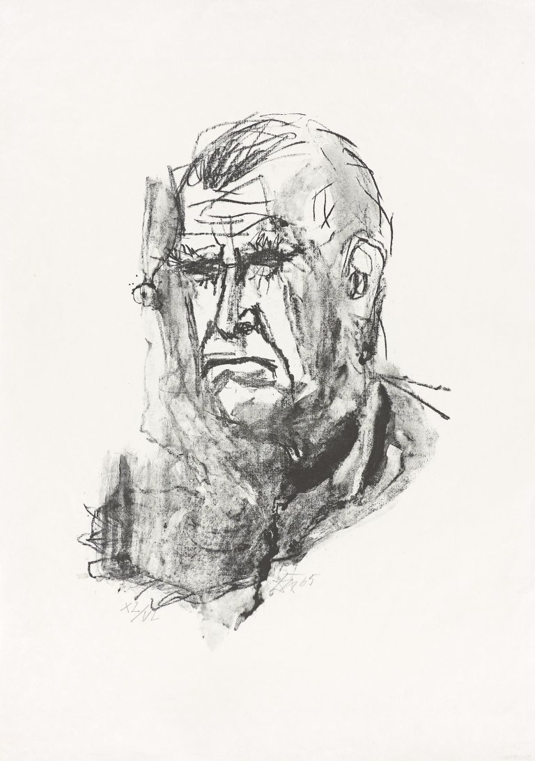 Auf diesem Bild ist das folgende Kunstwerk zu sehen: Otto Dix. "Großes Selbstbildnis". 1965.