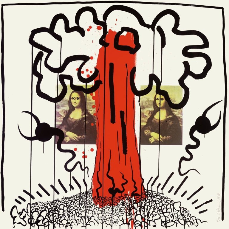 Auf diesem Bild ist das folgende Kunstwerk zu sehen: Keith Haring. „William Burroughs: Apocalypse“. 1988.