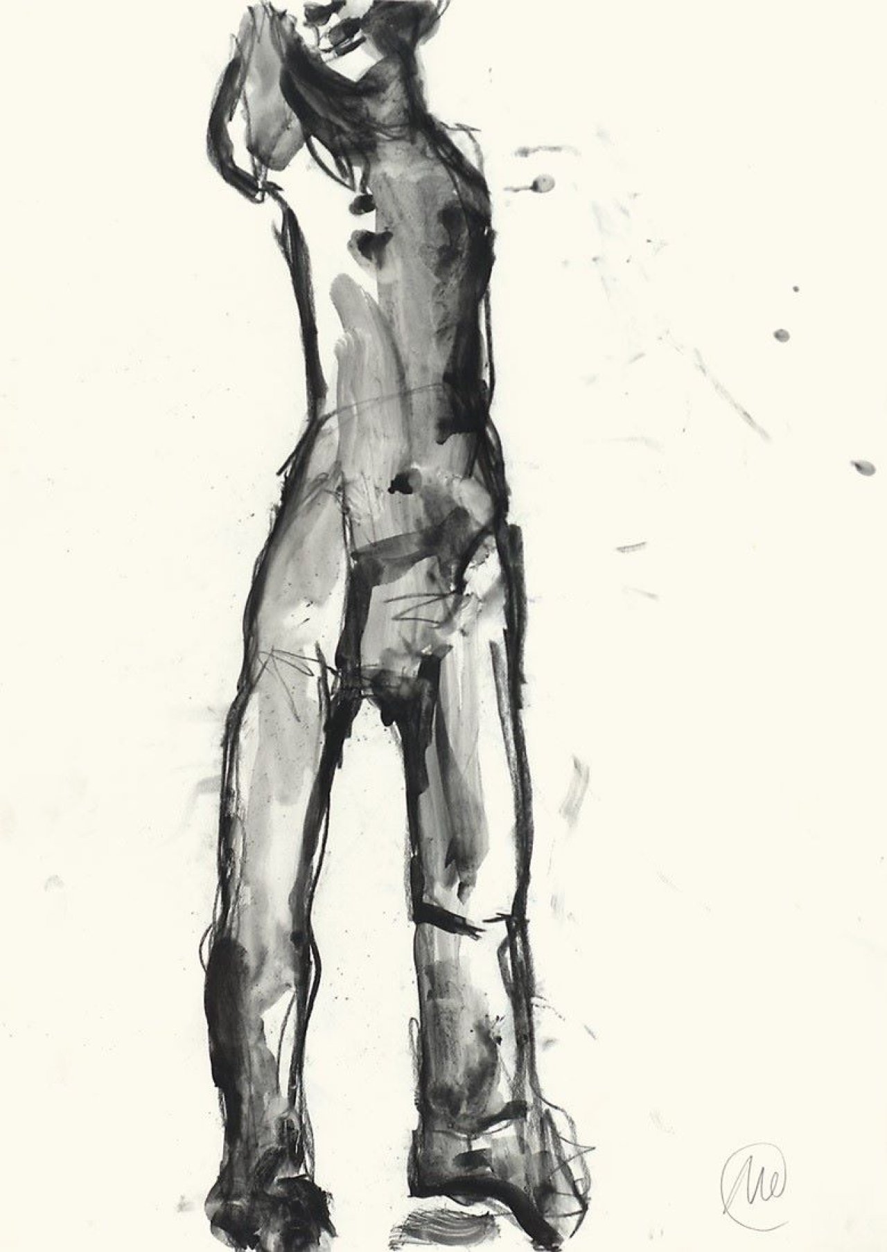 Auf diesem Bild ist das folgende Kunstwerk zu sehen: Markus Lüpertz. Ohne Titel (Skizze zur Skulptur St. Sebastian). 1987.