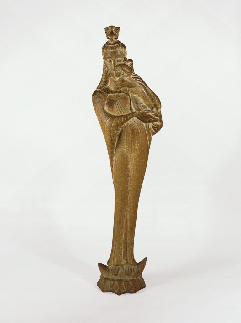 Auf diesem Bild ist das folgende Kunstwerk zu sehen: Ewald Mataré. „Mondsichelmadonna Mutter und Kind“. 1945.