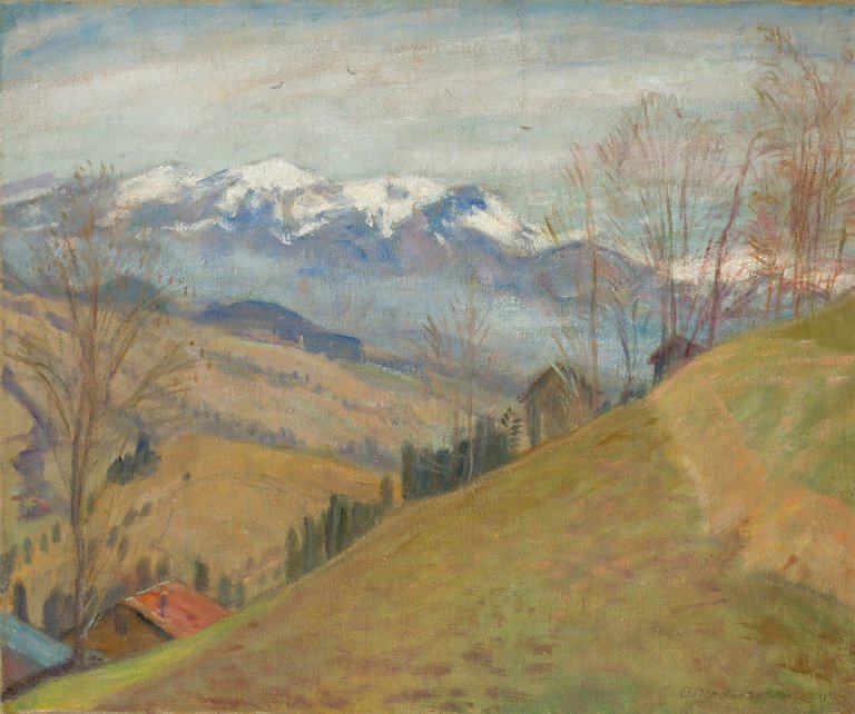 Auf diesem Bild ist das folgende Kunstwerk zu sehen: Otto Modersohn. „Vorfrühling am Gailenberg“. 1934.