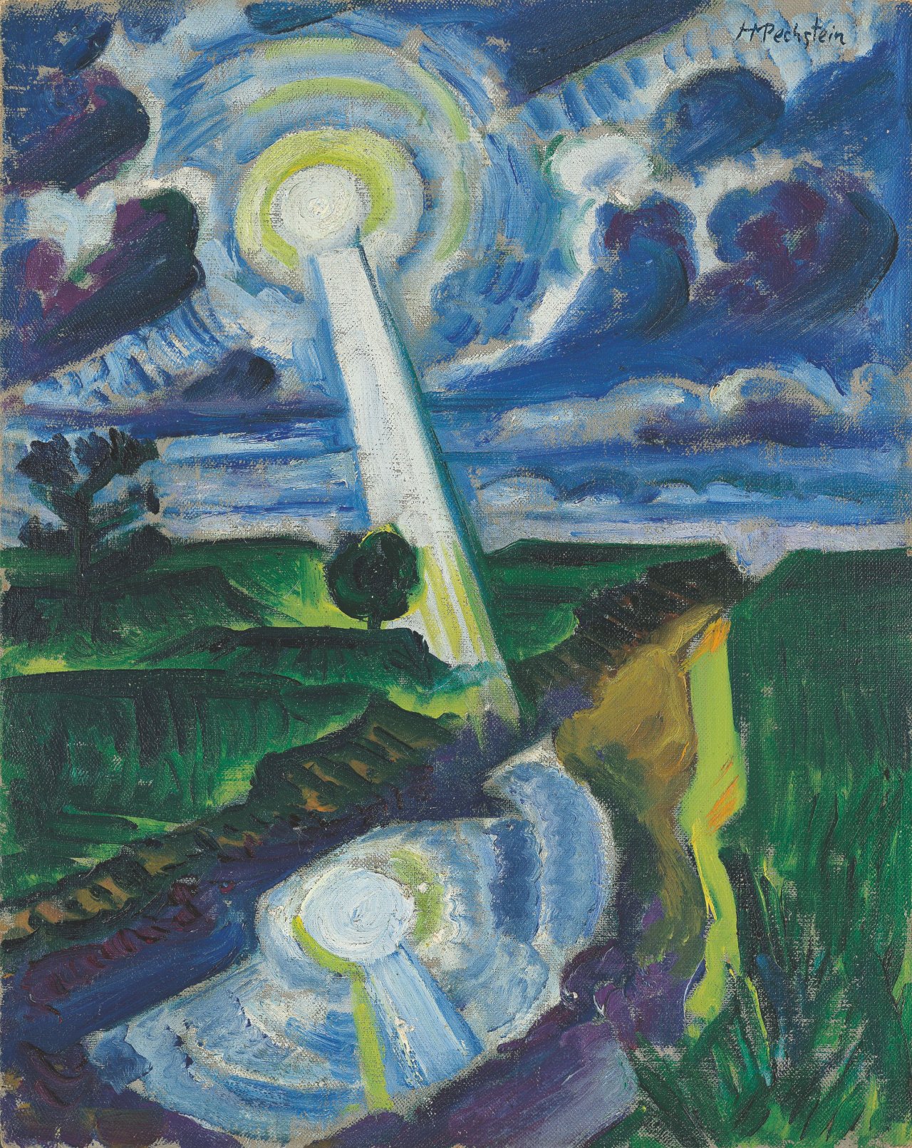 Auf diesem Bild ist das folgende Kunstwerk zu sehen: Max Pechstein. „Sonnendurchbruch“. 1921.