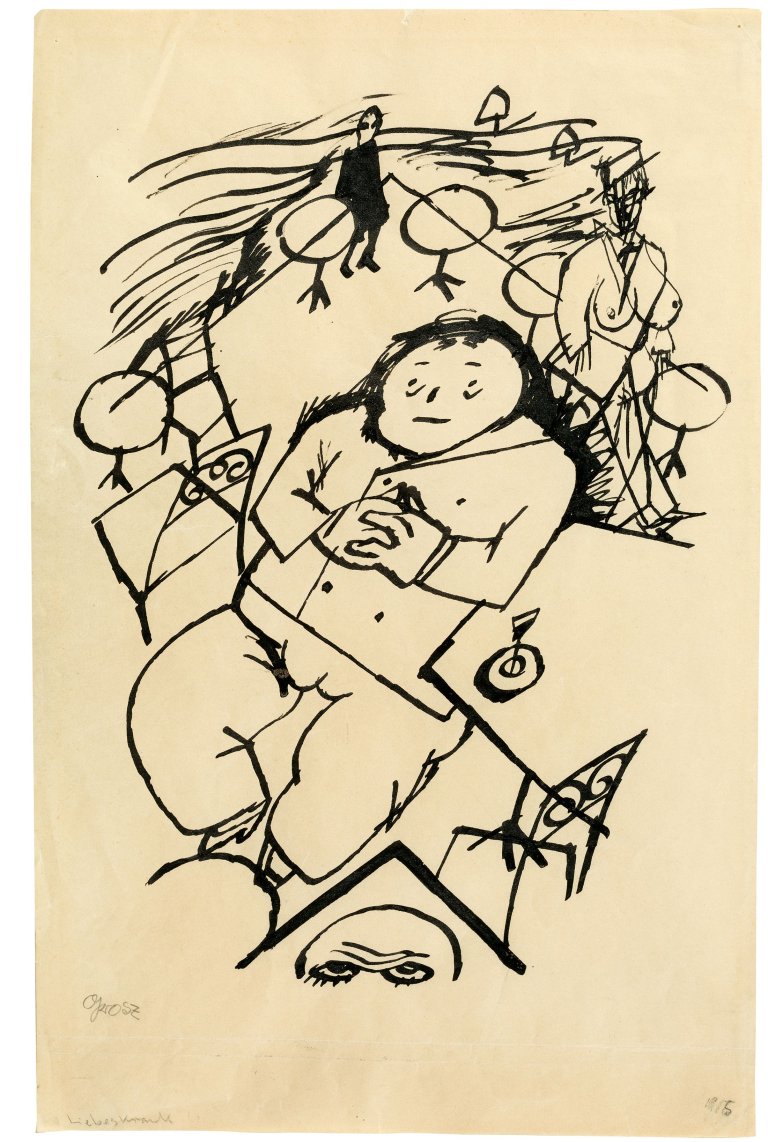 Auf diesem Bild ist das folgende Kunstwerk zu sehen: George Grosz. Liebeskrank. 1916.