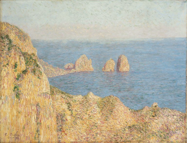 Auf diesem Bild ist das folgende Kunstwerk zu sehen: Paul Baum. „Capri“ (Faraglioni-Felsen). 1899.