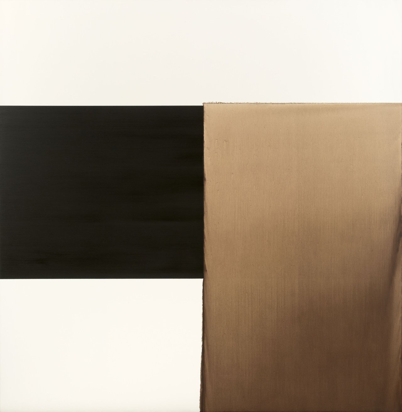 Auf diesem Bild ist das folgende Kunstwerk zu sehen: Callum Innes. Exposed Painting Charcoal Grey Yellow Oxide. 2000.