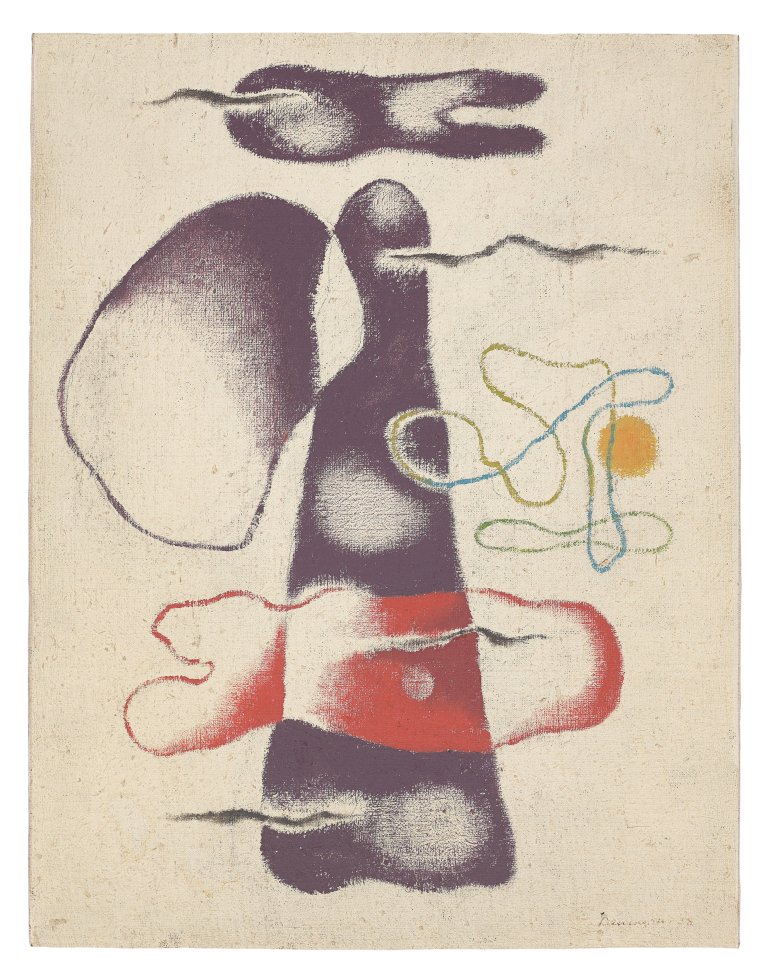 Auf diesem Bild ist das folgende Kunstwerk zu sehen: Willi Baumeister. „Mit zwei Lineamenten“. 1938.