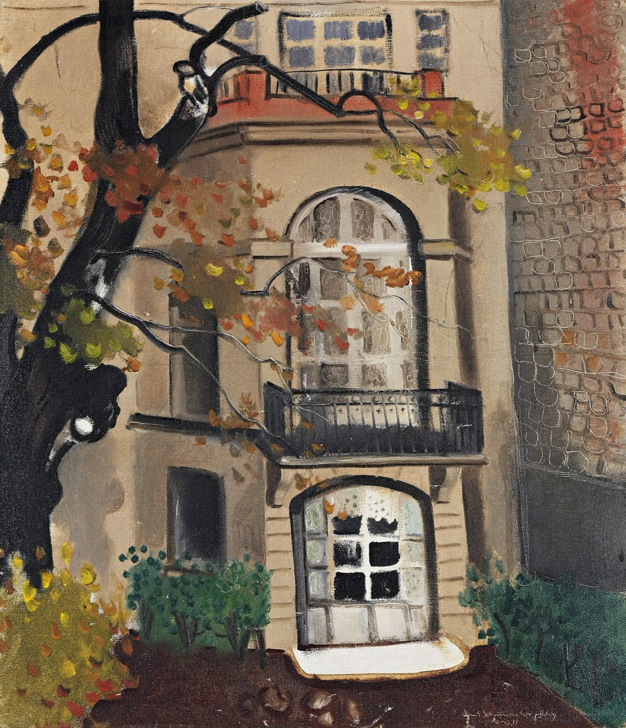 Auf diesem Bild ist das folgende Kunstwerk zu sehen: Ernst Schumacher. Pariser Hinterhaus. 1931.