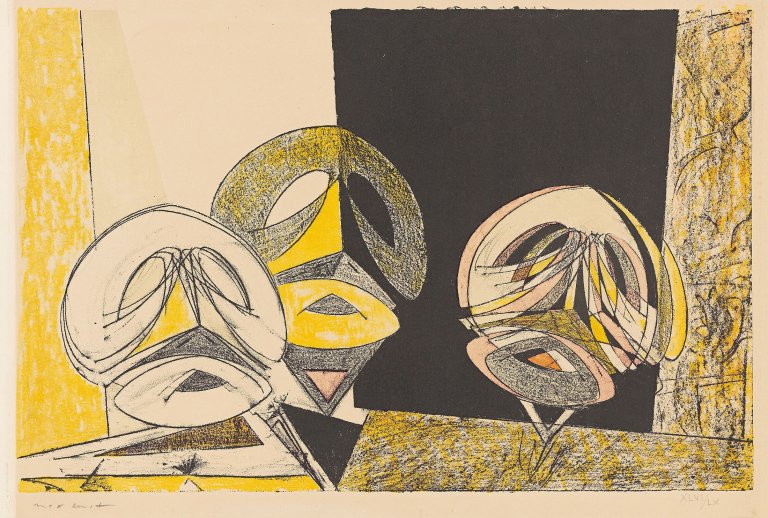 Auf diesem Bild ist das folgende Kunstwerk zu sehen: Max Ernst. „Masques“. 1950.