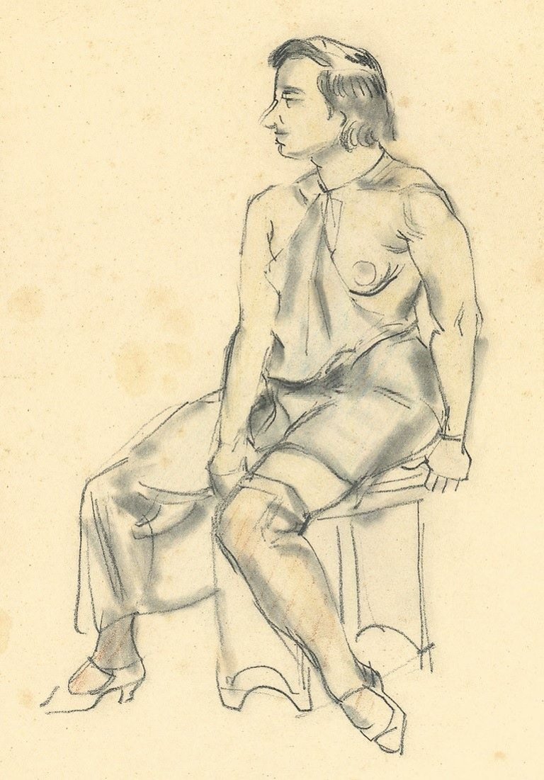 Auf diesem Bild ist das folgende Kunstwerk zu sehen: Georg Tappert. Sitzende Frau.