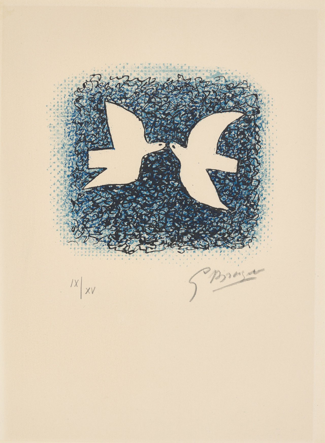 Auf diesem Bild ist das folgende Kunstwerk zu sehen: Georges Braque. „Couple d'oiseaux“. 1963.