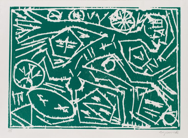 Auf diesem Bild ist das folgende Kunstwerk zu sehen: A.R. Penck. Läufer.
