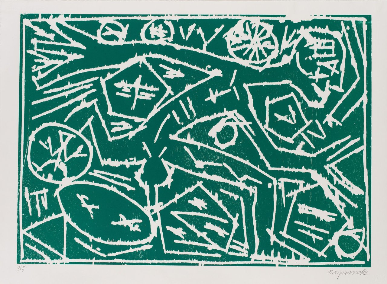 Auf diesem Bild ist das folgende Kunstwerk zu sehen: A.R. Penck. Läufer.