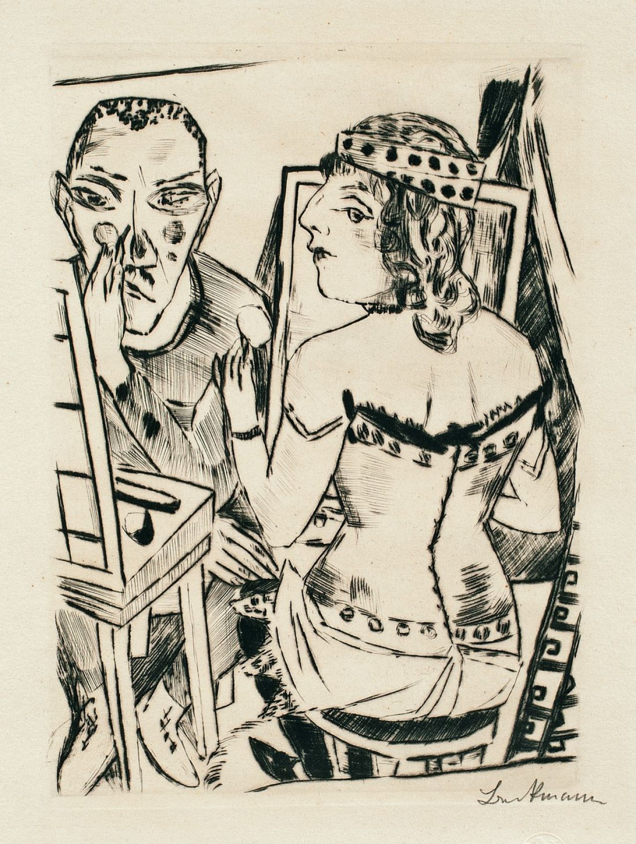 Auf diesem Bild ist das folgende Kunstwerk zu sehen: Max Beckmann. „Garderobe“. 1921.