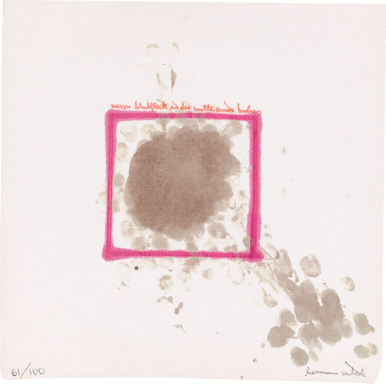Auf diesem Bild ist das folgende Kunstwerk zu sehen: Hermann Nitsch. „Akustisches Abreaktionsspiel“. 1973.