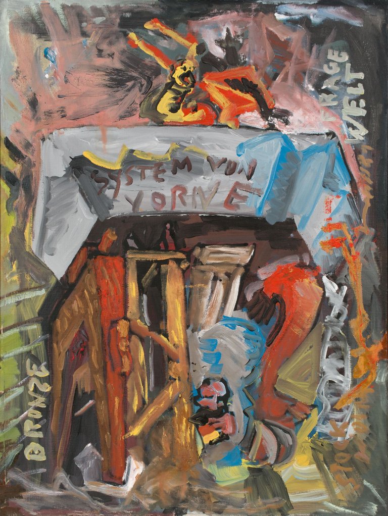 Auf diesem Bild ist das folgende Kunstwerk zu sehen: Jörg Immendorff. „System von vorne“. 1981.